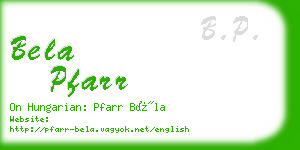 bela pfarr business card